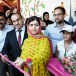 Ribbon cutting in front of Kayany’s Malala School in Bekaa Valley in Lebanon.